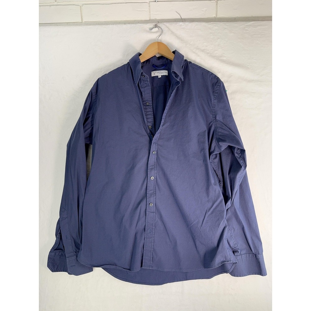 Teddy Stratford Shirt Mens 6 Blue Button Down Hidden Zipper Casual Slim Fit